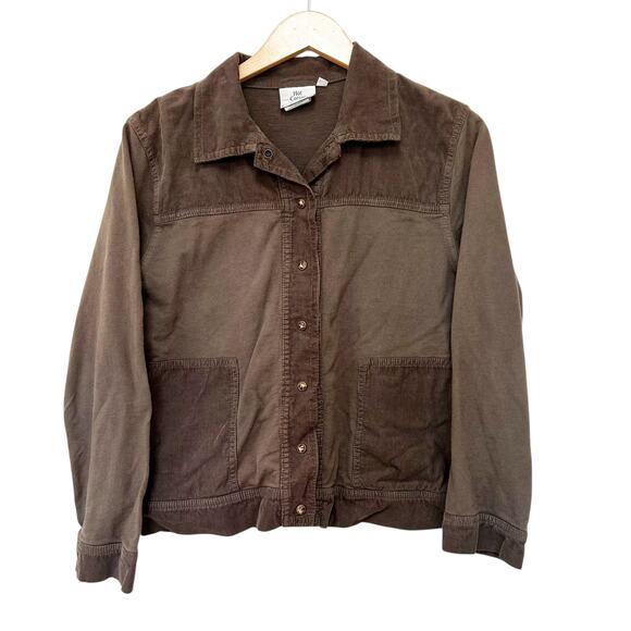 Hot Cotton Brown Green Button Front Shirt Sz S - Picture 1 of 4